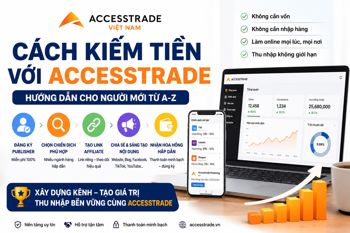 Cách Kiếm Tiền Với ACCESSTRADE Việt Nam Cho Người Mới Từ A–Z