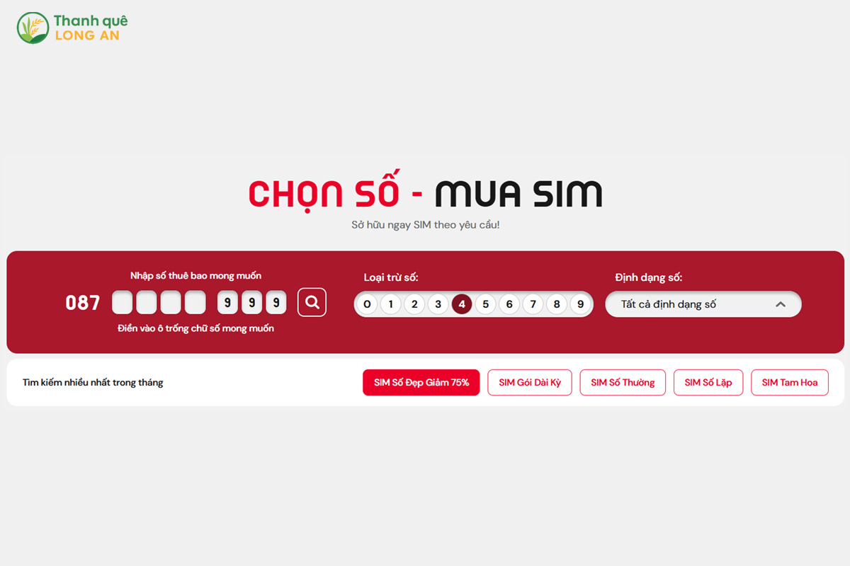 Tìm SIM theo số mong muốn và loại trừ số không thích