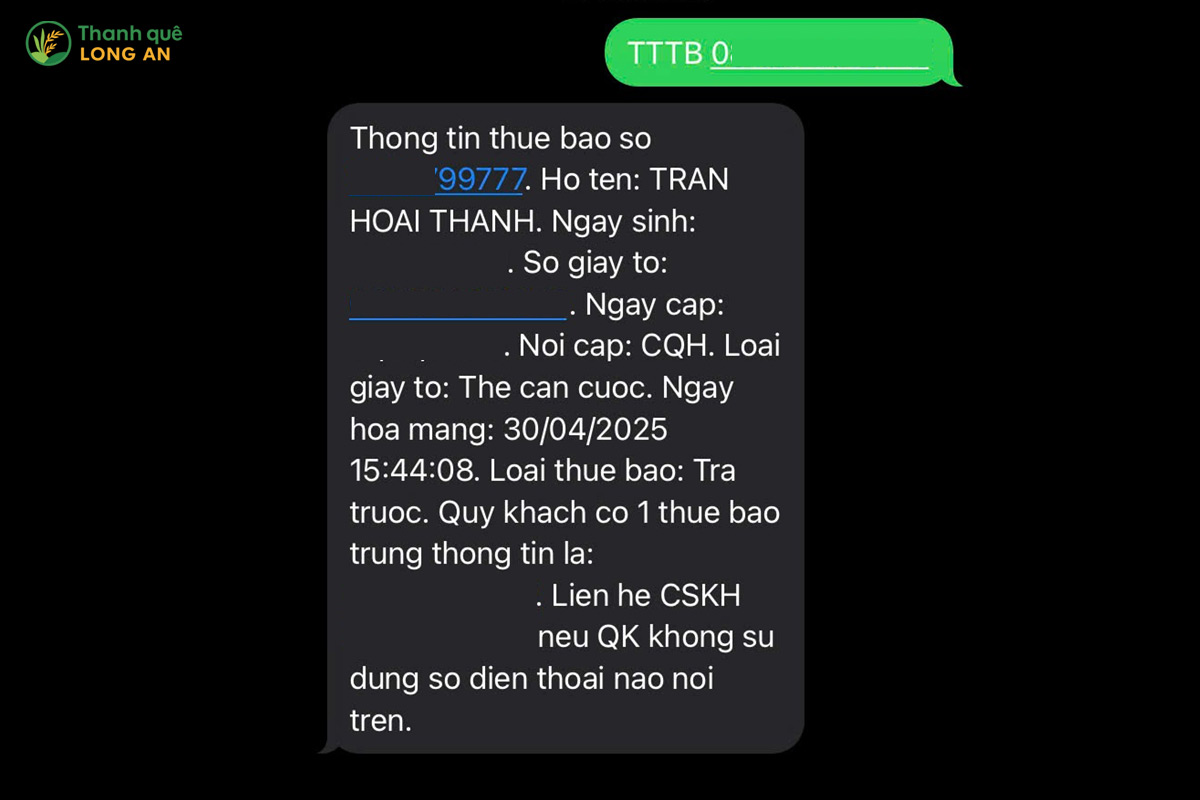 Soạn TTTB số cccd gửi 1414 kiểm tra SIM chính chủ